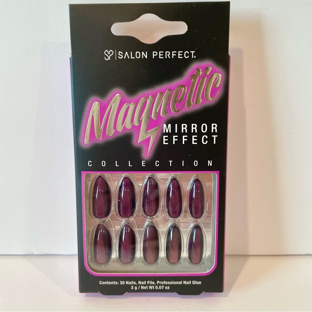 Salon Perfect Magnetic Mirror Effect Press-On Nails - Deep Purple 30 pc